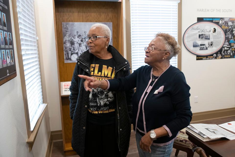 Georgia Blackmon and Lola Presley discuss their roles in restoring the Ella Jordan Museum to its former glory on Monday, March 6, 2023.