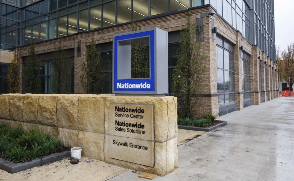 Nationwide Mutual Insurance Co.’s logo outside of its downtown Des Moines campus, 1200 Locust St., on Friday, Oct. 24, 2008.