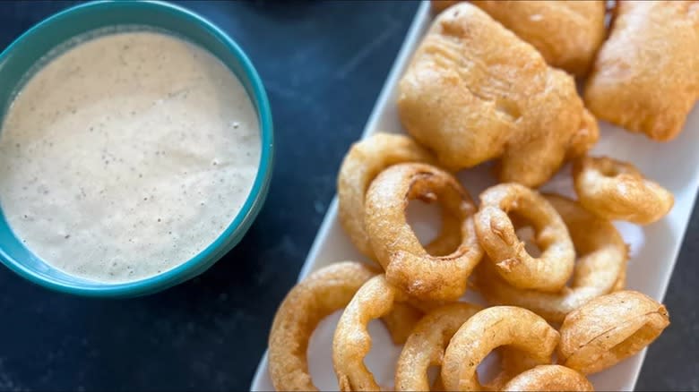 beer battered onions with ranch