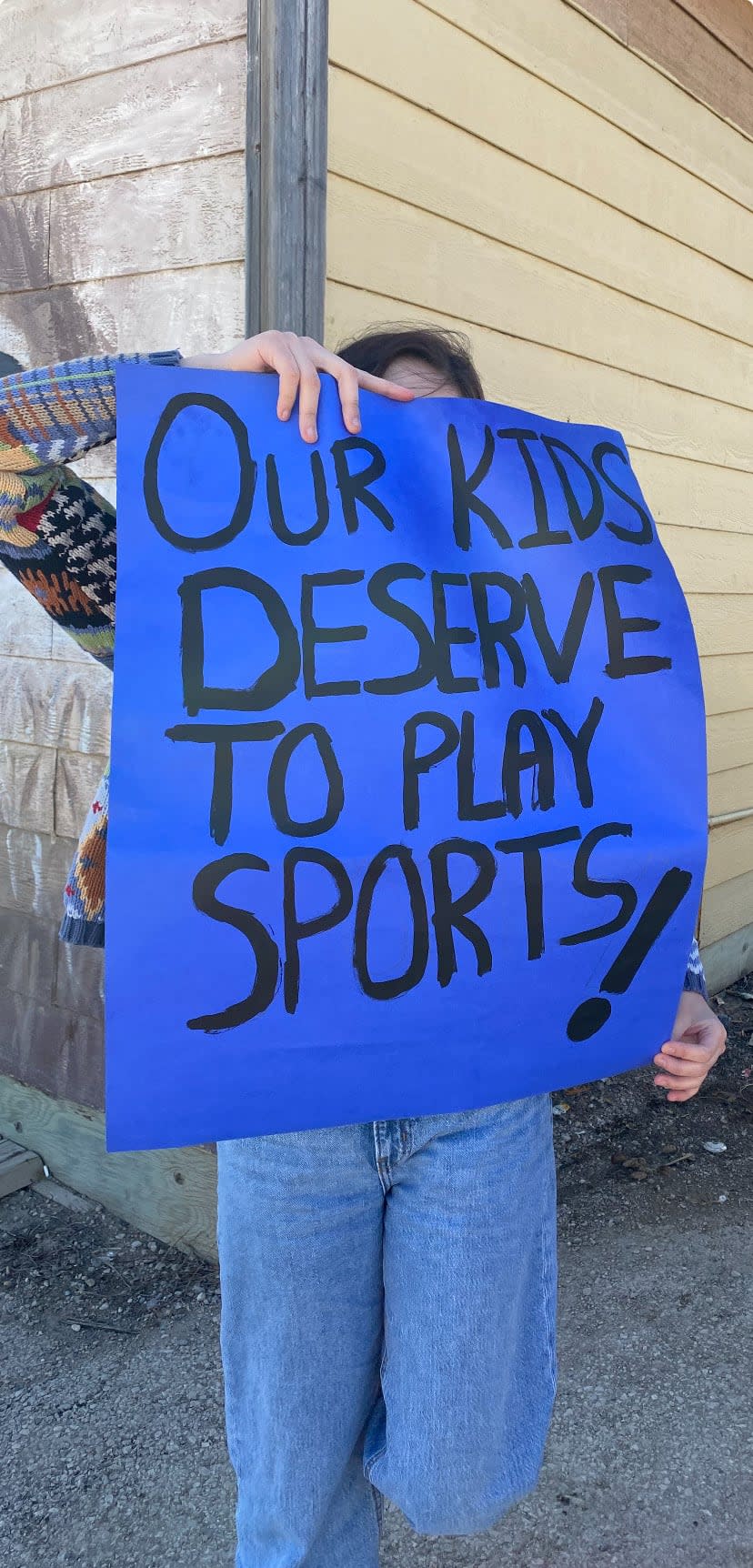 A student at Ministik community school in Cumberland House Cree nation protesting to bring awareness of what students of the north are dealing with. 