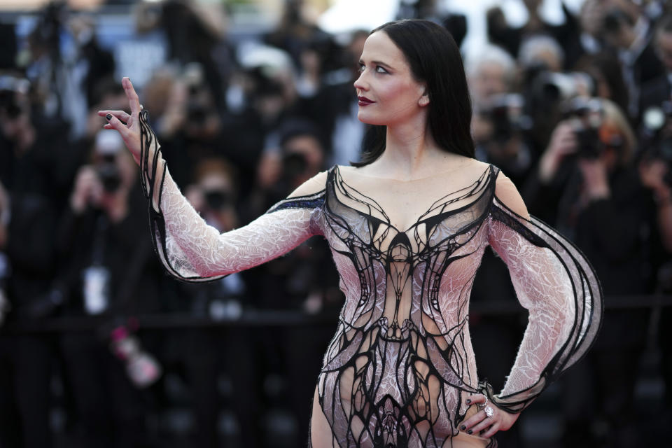 Jury member Eva Green poses for photographers upon arrival at the premiere of the film 'Kinds of Kindness' at the 77th international film festival, Cannes, southern France, Friday, May 17, 2024. (Photo by Scott A Garfitt/Invision/AP)
