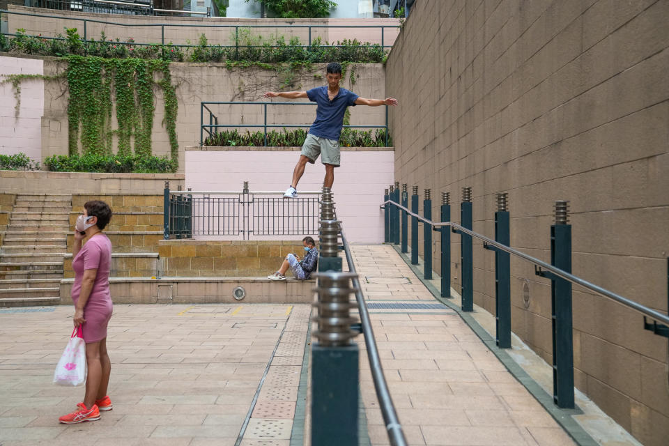 盧振宗說，學習Parkour的人來自不同階層和職業，有人想改善身體靈活度，有人想學習卸力的技巧。