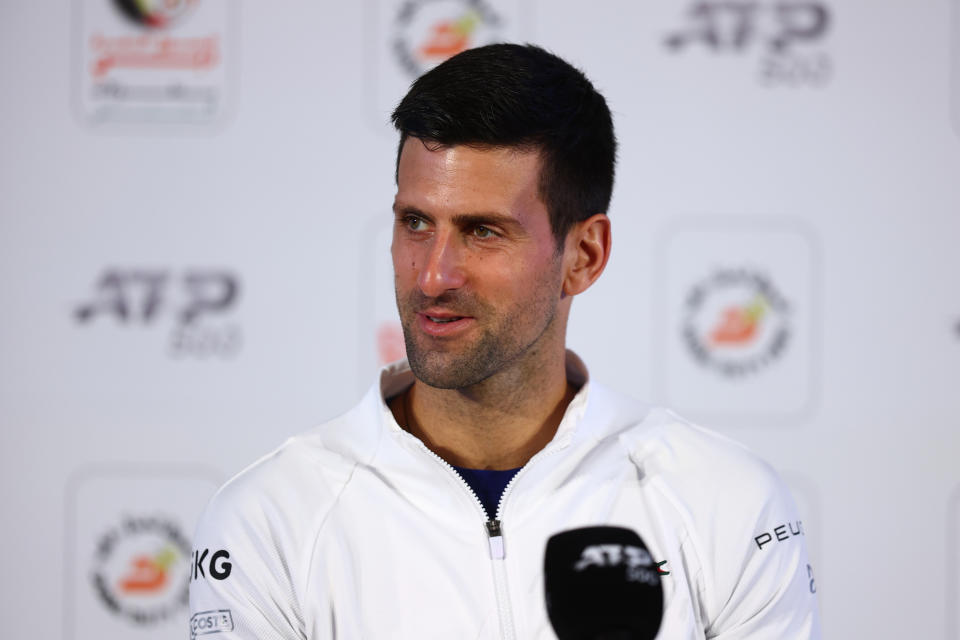 Novak Djokovic, pictured here speaking to the media ahead of the Dubai Tennis Championship.