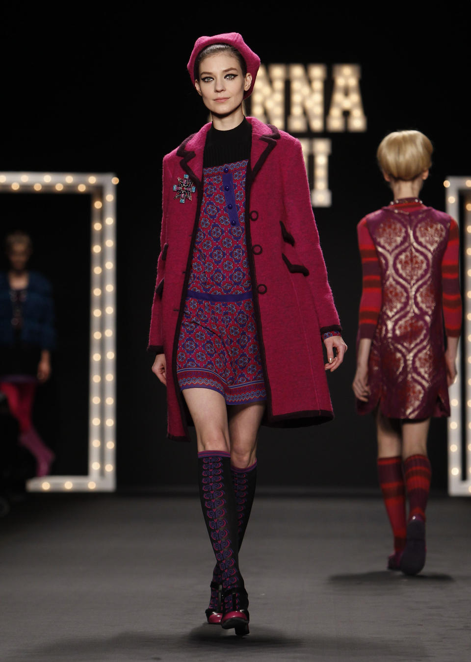 The Anna Sui Fall 2013 collection is modeled during Fashion Week, Wednesday, Feb. 13, 2013 in New York. (AP Photo/Jason DeCrow)