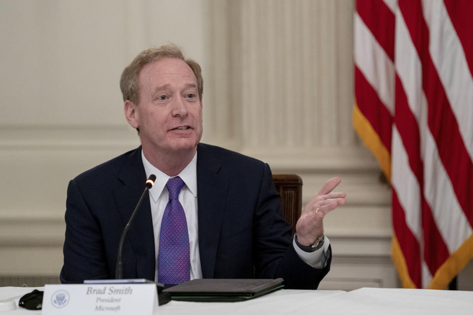 Brad Smith, presidente de Microsoft, durante una reunión en la Casa Blanca, en Washington, el 29 de mayo de 2020. (Erin Schaff/The New York Times)