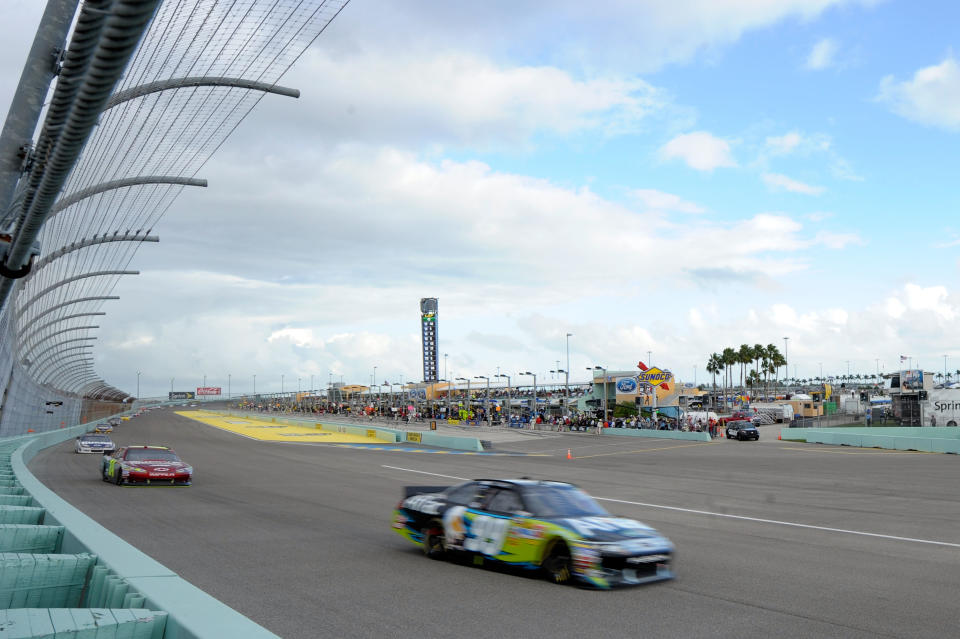 HOMESTEAD, FL - NOVEMBER 20: Carl Edwards, drives the #99 Aflac Ford, in the NASCAR Sprint Cup Series Ford 400 at Homestead-Miami Speedway on November 20, 2011 in Homestead, Florida. (Photo by John Harrelson/Getty Images for NASCAR)