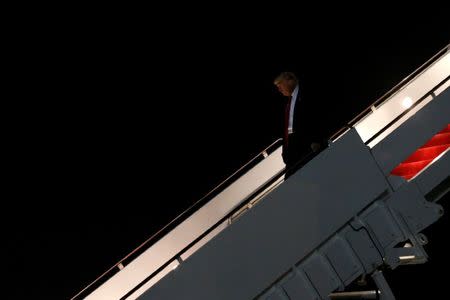 U.S. President Donald Trump arrives aboard Air Force One at Joint Base Andrews, Maryland, U.S. June 21, 2017. REUTERS/Jonathan Ernst