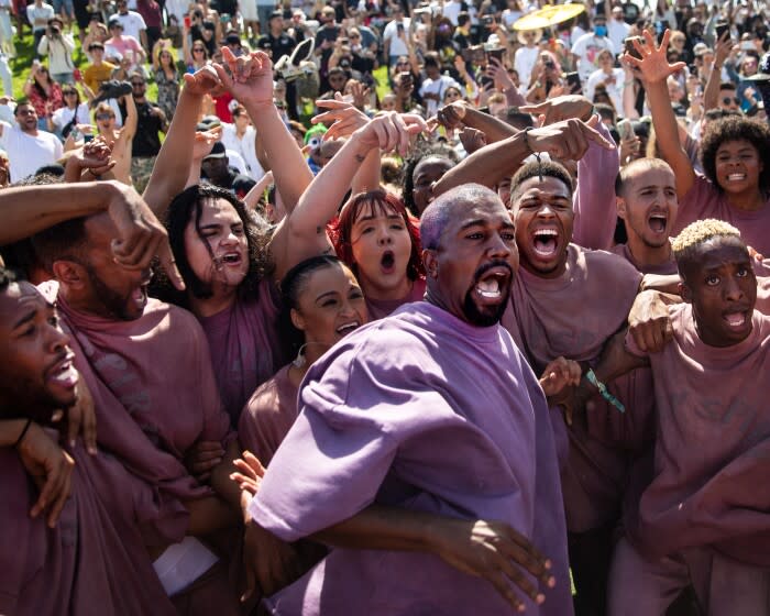 INDIO, CALIF. - APRIL 21: Kanye West's Easter Sunday Service during Weekend 2 of the Coachella Valley Music and Arts Festival at the Empire Polo Club on Sunday, April 21, 2019 in Indio, Calif. (Kent Nishimura / Los Angeles Times)