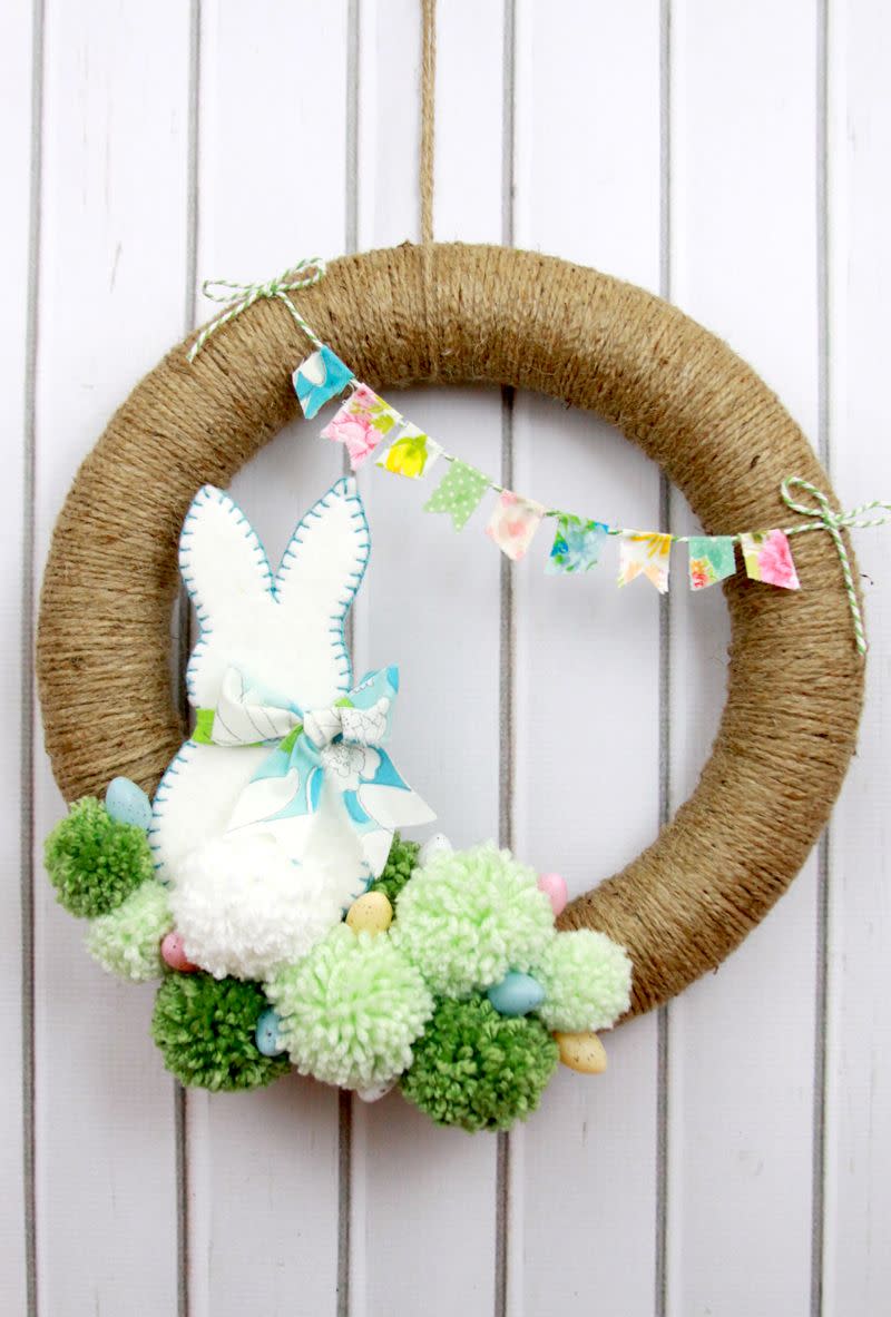 pom pom bunny wreath easter wreath