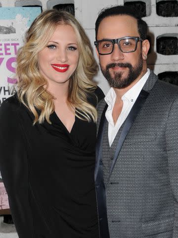 <p>Allen Berezovsky/Getty</p> AJ McLean and Rochelle DeAnna McLean attend the premiere of "Backstreet Boys: Show 'Em What You're Made Of" on January 29, 2015 in Hollywood, California