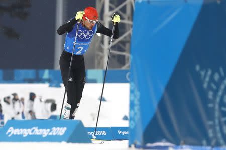 Nordic Combined Events - Pyeongchang 2018 Winter Olympics - Men's Team 4 x 5 km Final - Alpensia Cross-Country Skiing Centre - Pyeongchang, South Korea - February 22, 2018 - Johannes Rydzek of Germany competes. REUTERS/Kai Pfaffenbach