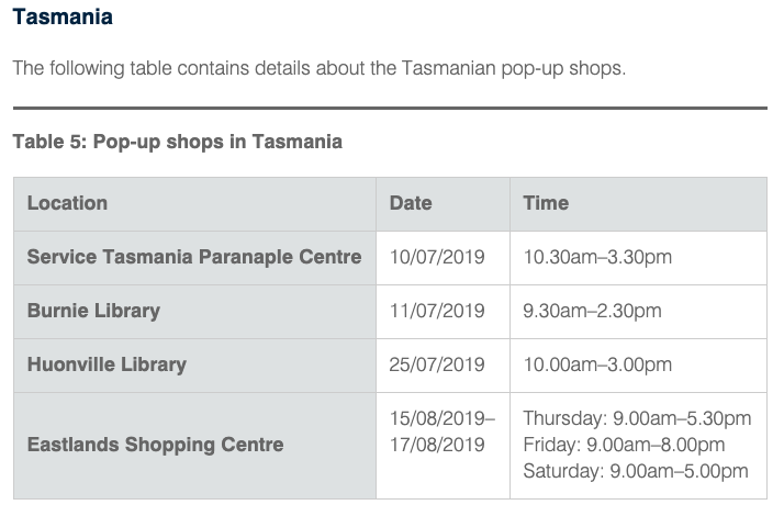 ATO pop up shops in Tasmania. (Source: ATO)