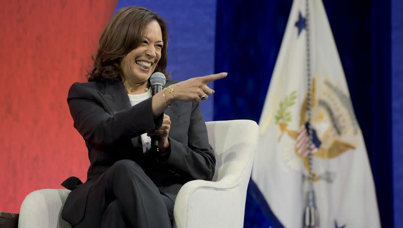 Vice President Kamala Harris speaks during the Everytown for Gun Safety Action Fund’s annual Gun Sense University conference at McCormick Place in Chicago on Aug. 11, 2021.