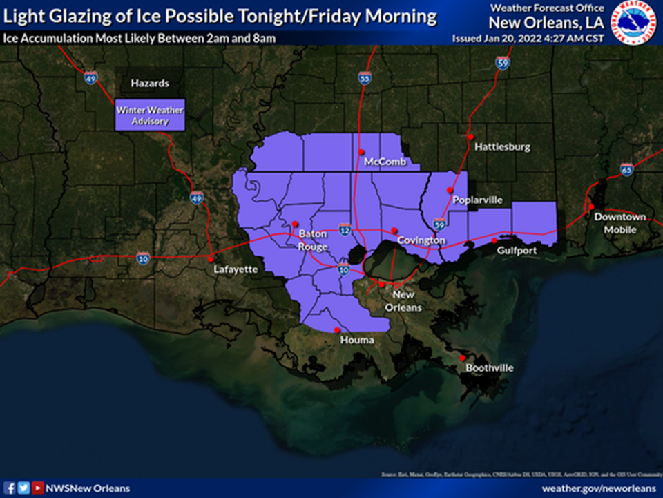 Light ice glaze possible for the Coast