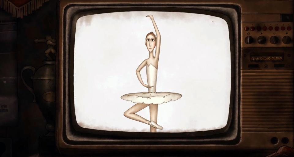 A ballerina on a TV