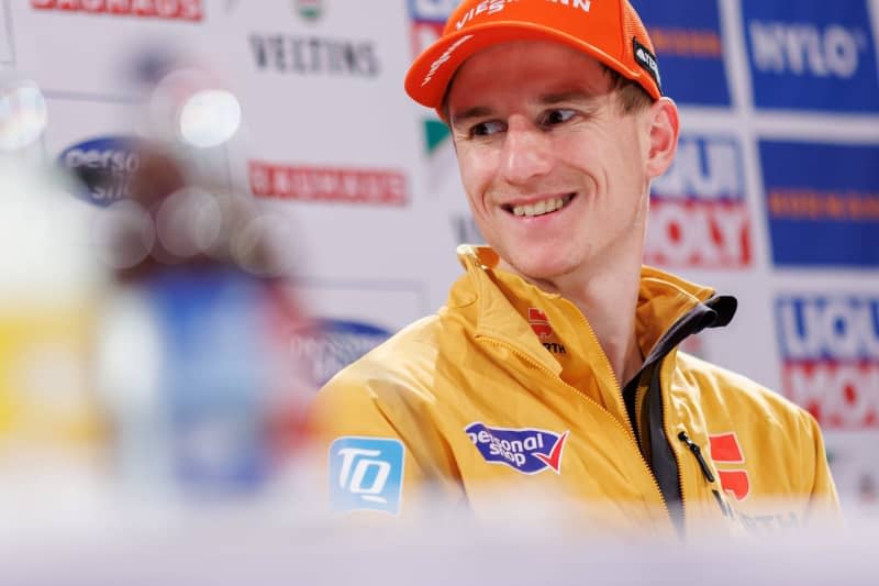 German Ski jumper Karl Geiger during a press conference. Geiger decided to treat himself over the Christmas holidays rather than sticking to a strict diet ahead of the Four Hills tournament starting on 29 December. Daniel Karmann/dpa