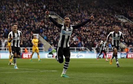 Britain Football Soccer - Newcastle United v Preston North End - Sky Bet Championship - St James' Park - 24/4/17 Newcastle's Ayoze Perez celebrates scoring their first goal Mandatory Credit: Action Images / Lee Smith Livepic