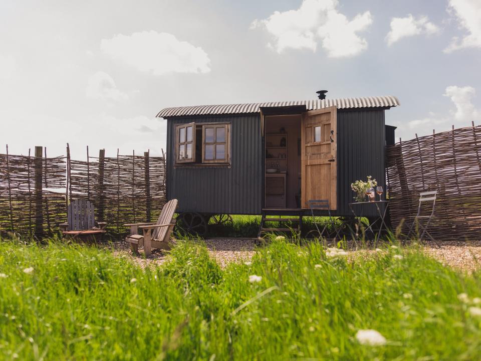 empty hut among grass