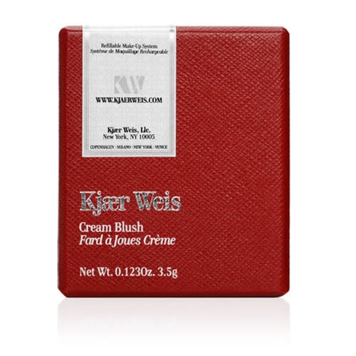 This creamy formula blends seamlessly into skin, giving you that perfectly dewy pop of color on cheeks. The textured red box that holds the refillable silver compact is worth holding on to. Kjaer Weis Cream Blush ($56)