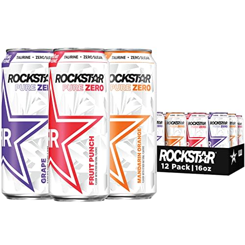 Rockstar Pure Zero Energy Drink,3 Flavor Pure Zero Variety Pack 2, 0 Sugar, with Caffeine and T…