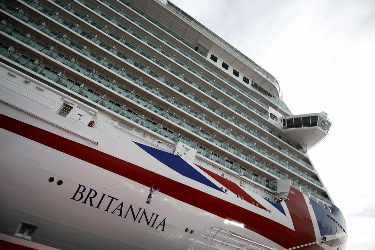 Queen Elizabeth II officially names P&O's new cruiser liner Britannia.