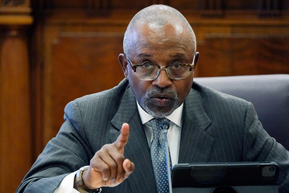 Robert L. Johnson III speaks during a hearing. (Rogelio V. Solis / AP file)