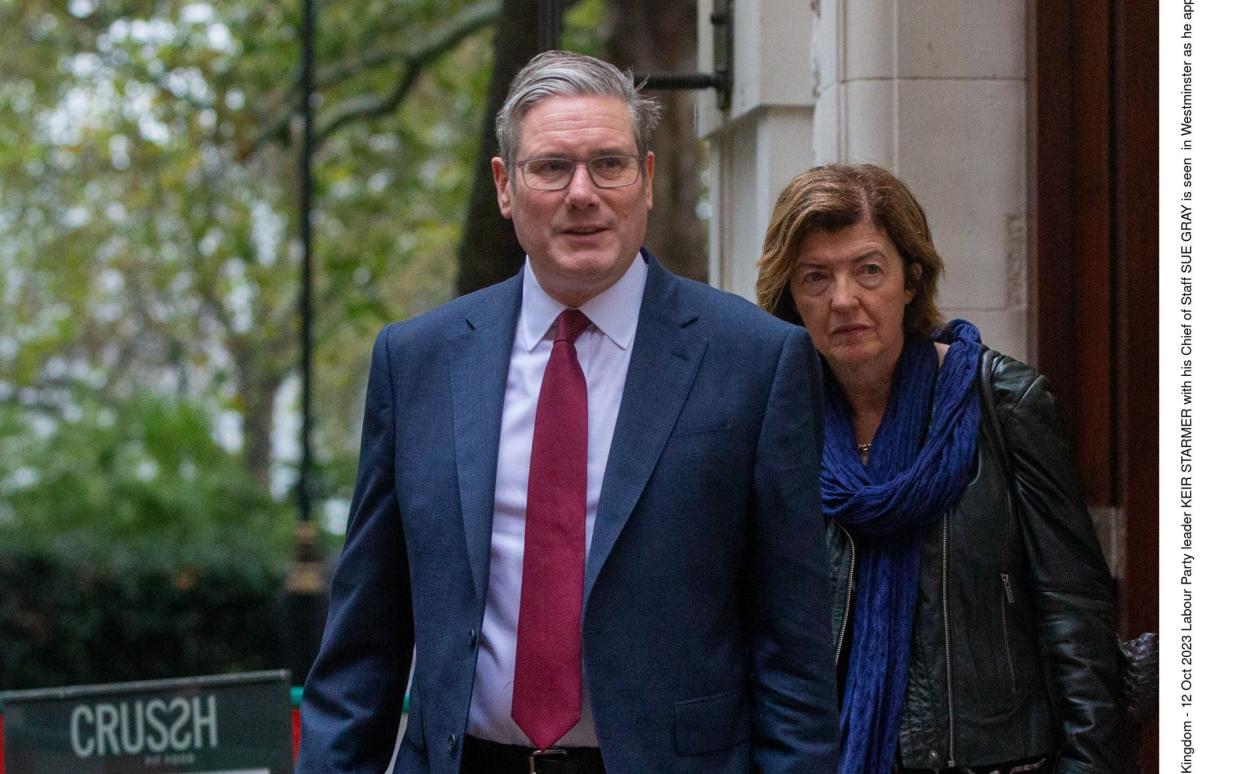 Keir Starmer with his chief of staff Sue Gray who made an announcement on citizen assemblies which Labour says is not an official party policy