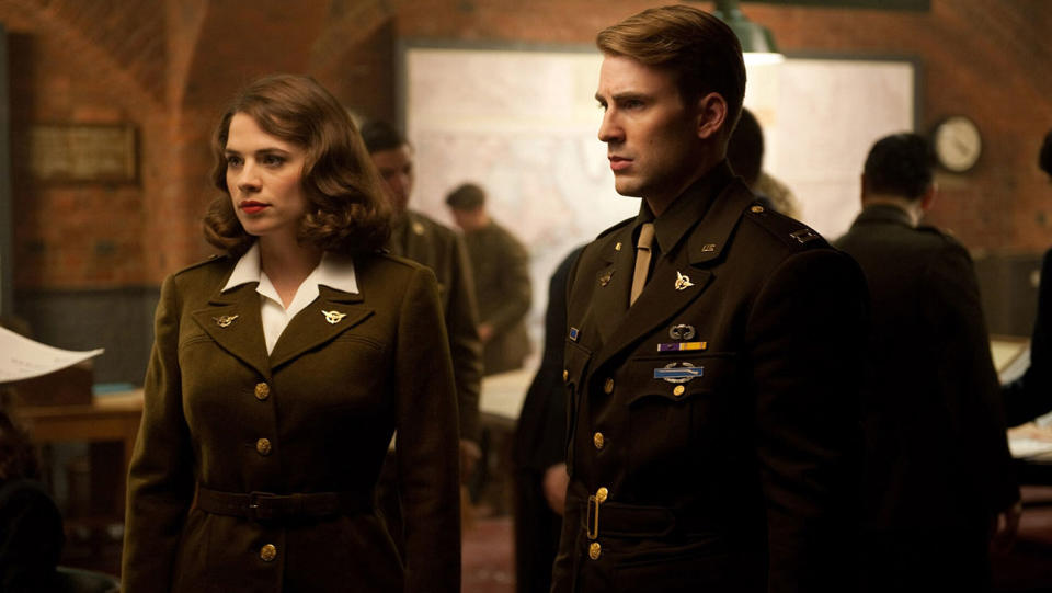 Hayley Atwell as Peggy Carter and Chris Evans as Steve Rogers in Captain America: The First Avenger (2011) (Credit: Marvel)