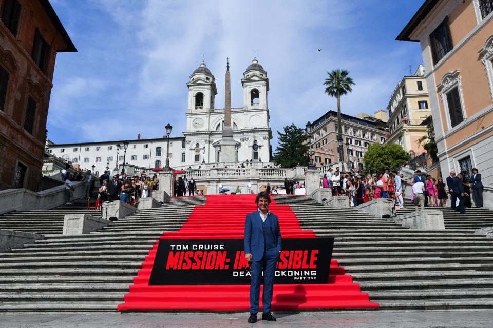 US producer and actor Tom Cruise poses on the Spanish Steps ahead of the premiere of 