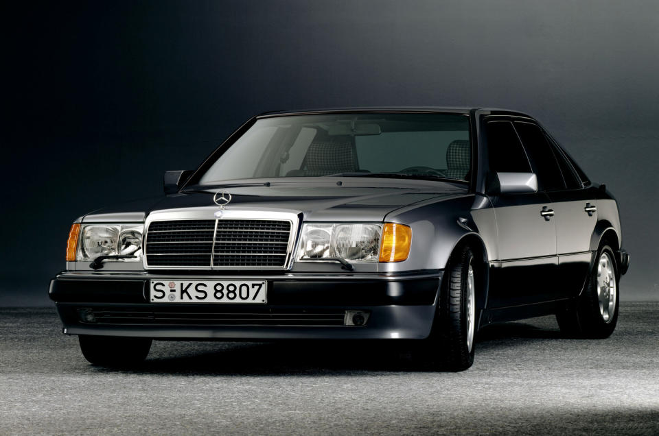 <p>The 500E was built from 1991 to 1994. Mercedes hired Porsche which took a bog-standard W124 and redesigned the chassis to fit the <strong>322bhp 5.0-litre V8</strong> from the SL while also changing various bits in the suspension and the drivetrain — muscular bodywork was also fitted to compliment the engine. Only <strong>10,479</strong> cars were made during its production run, making them a rarity. One sold at auction in 2021 for £32,250, but the car has long lived unfairly in the shadow of the BMW M5.</p>