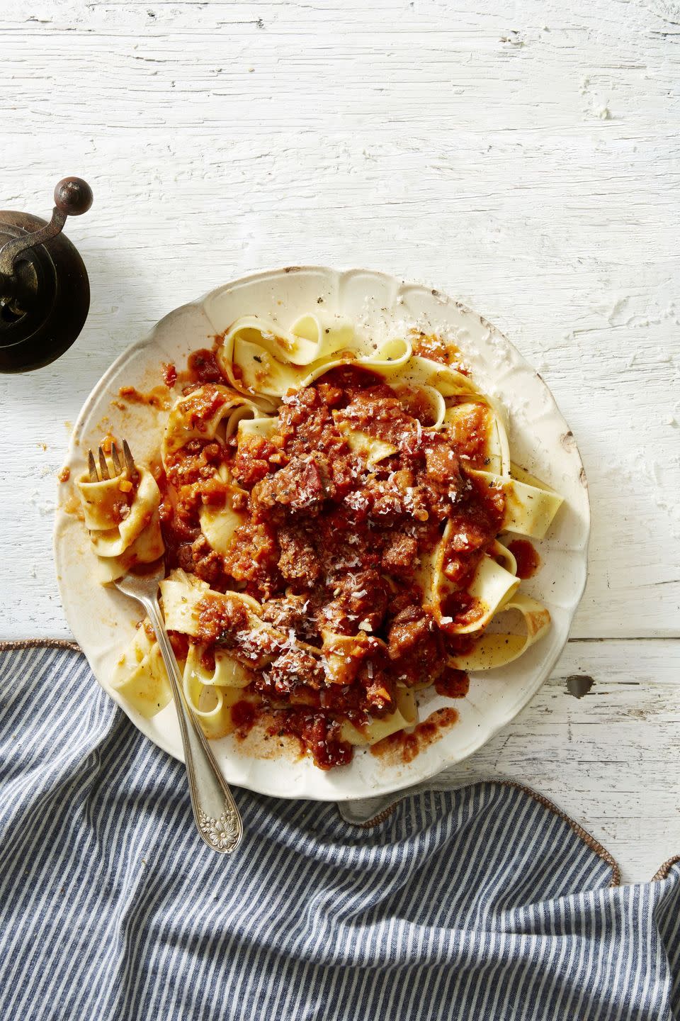 <p>Meat lovers, this <a href="https://www.goodhousekeeping.com/food-recipes/healthy/g836/myplate-pasta-recipes/" rel="nofollow noopener" target="_blank" data-ylk="slk:pasta recipe;elm:context_link;itc:0;sec:content-canvas" class="link ">pasta recipe</a> is for you. Keep in mind that it'll take you a bit longer to make this one (an hour and ten minutes to be exact), but you can cook the whole recipe in your Instant Pot. </p><p><em><a href="https://www.goodhousekeeping.com/food-recipes/a42353/30-minute-tuscan-ragu-pasta-recipe/" rel="nofollow noopener" target="_blank" data-ylk="slk:Get the recipe for Tuscan Ragu Pasta »;elm:context_link;itc:0;sec:content-canvas" class="link ">Get the recipe for Tuscan Ragu Pasta » </a></em></p>