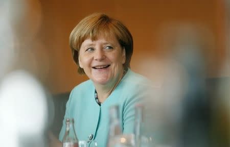 German Chancellor Angela Merkel attends the cabinet meeting at the Chancellery in Berlin, Germany, July 20, 2016. REUTERS/Hannibal Hanschke