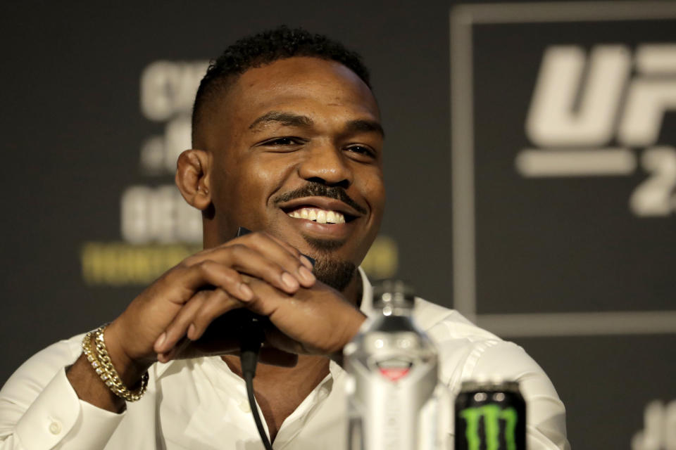 Jon Jones talks about his light heavyweight bout against Alexander Gustafsson at UFC 232. (AP)