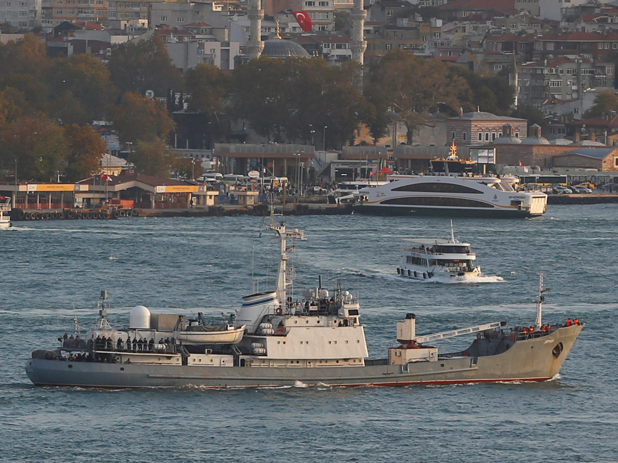 Russian Navy's reconnaissance ship Liman of the Black Sea fleet, pictured in October 2016: REUTERS