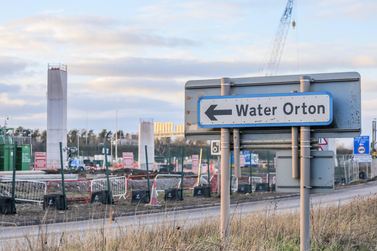 HS2 work on the viaduct in Water Orton, North Warwickshire. (SWNS)