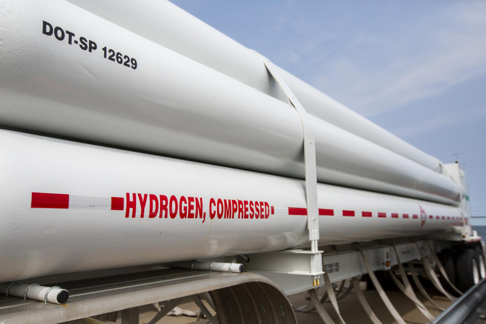 Hydrogen tanks at the Constellation Nine Mile Point Nuclear Station in Scriba, N.Y.