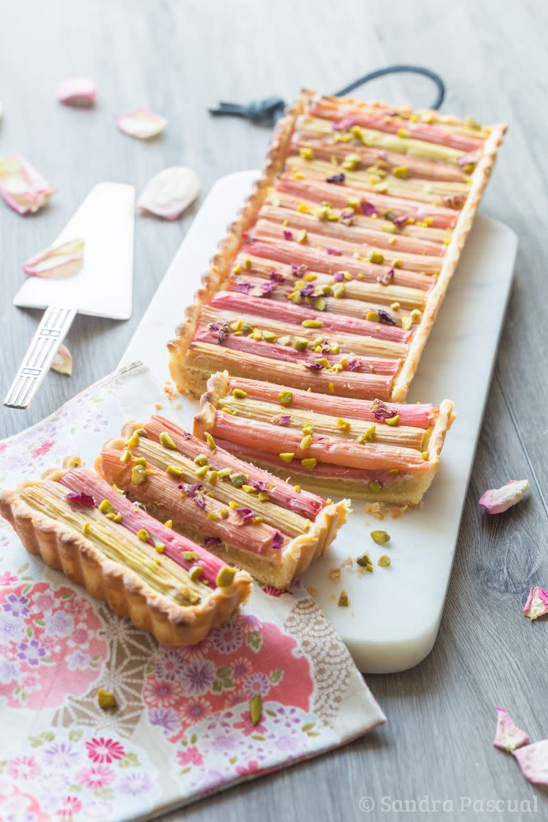 <p>We're not sure what is more stunning — the thoughtful combination of rhubarb, rose and pistachio flavors or this pie's picturesque presentation.</p><p><em><a href="https://cuisine-addict.com/en/rhubarb-rose-pistachios-pie/" rel="nofollow noopener" target="_blank" data-ylk="slk:Get the recipe from Cuisine Addict »;elm:context_link;itc:0;sec:content-canvas" class="link ">Get the recipe from Cuisine Addict »</a></em></p>