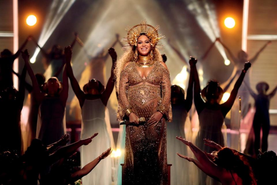 Singer Beyonce during The 59th GRAMMY Awards at STAPLES Center on February 12, 2017 in Los Angeles, California. (Getty Images for NARAS)