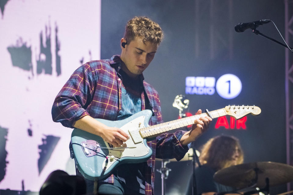 Sam Fender performs during Radio 1's Big Weekend on the Future Sounds Stage at War Memorial Park on May 28, 2022 in Coventry, England.  (Photo by Joseph Okpako/WireImage)