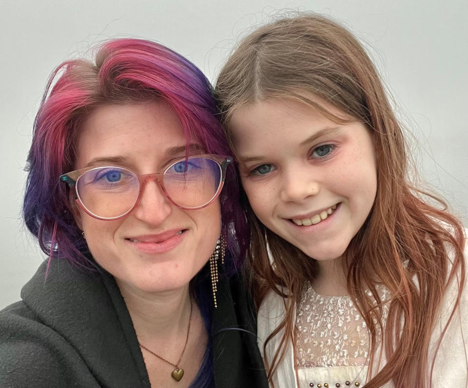 This photo shows Jillian Amodio and her 10-year-old daughter, Juliette, on Jan. 1, 2022, in Annapolis, Md. On social media, in classrooms and at the playground, children who hear about Russia's invasion of Ukraine are wondering where the war could lead. Experts and parents recommend speaking simply with younger kids who ask questions but avoiding detailed discussions of scary topics. (Jillian Amodio via AP).