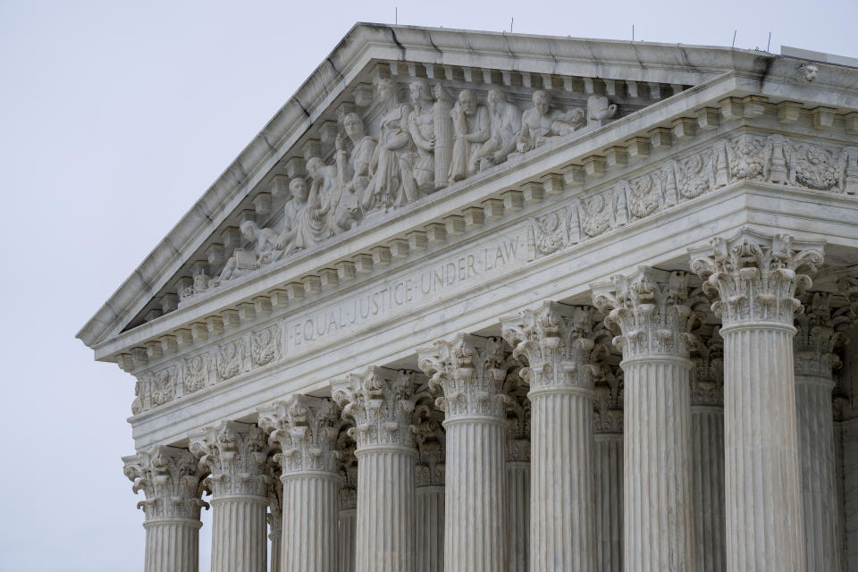 FILE - The U.S. Supreme Court is seen Tuesday, May 16, 2023, in Washington. The Supreme Court is getting ready to decide some of its biggest cases of the term. The high court has just 10 opinions left to release over the next week before the justices begin their summer break. (AP Photo/Alex Brandon, File)