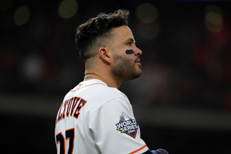 Jose Altuve and the Astros were upset twice at home to start the World Series. (Photo by Elsa/Getty Images)