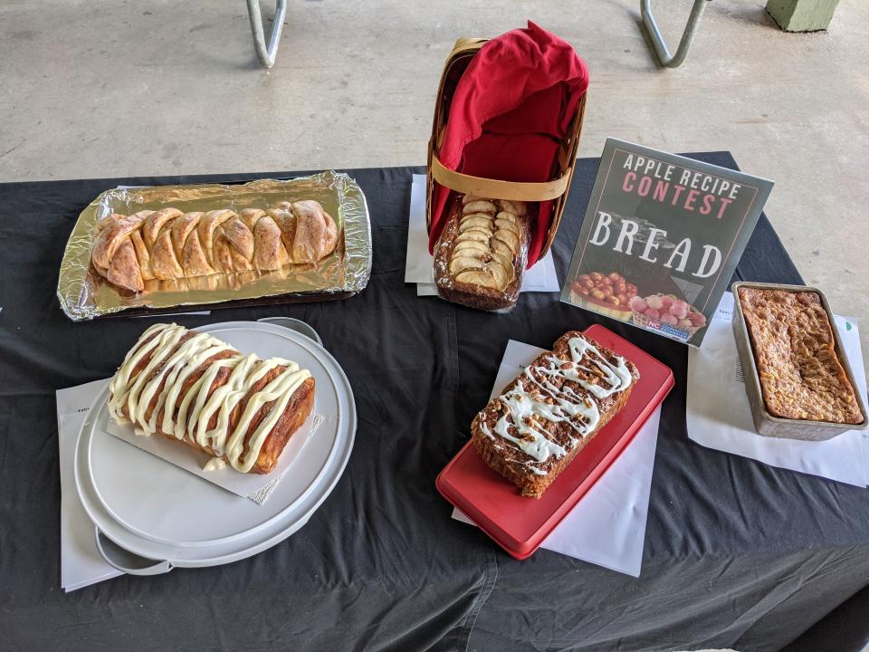 Entries in the Bread category of the annual Apple Recipe Contest during the 75th N.C. Apple Festival in downtown Hendersonville.