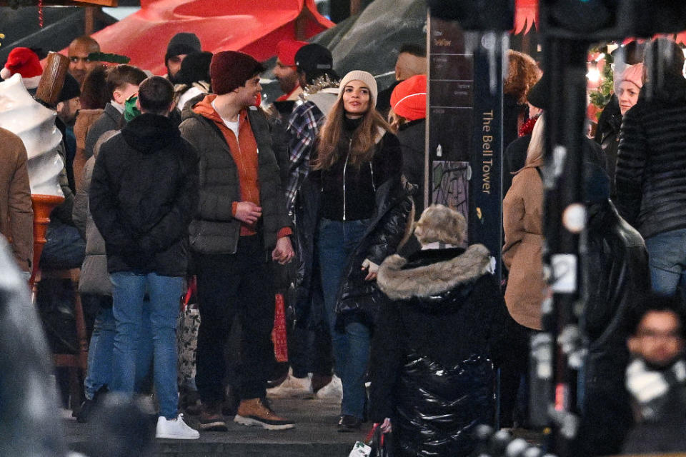 Leslie Grace, centre, films the now canceled film Batgirl on January 13, 2022 in Glasgow.  (Photo: Jeff J. Mitchell/Getty Images)