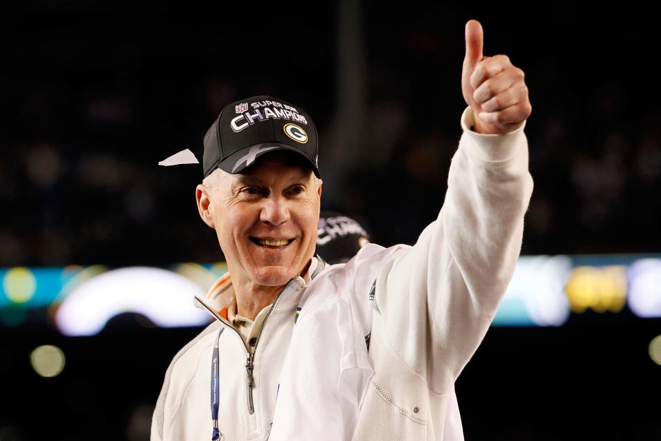 ARLINGTON, TX - FEBRUARY 06:  General Manager Ted Thompson of the Green Bay Packers celebrates after the Packers won 31-25 against the Pittsburgh Steelers during Super Bowl XLV at Cowboys Stadium on February 6, 2011 in Arlington, Texas.  (Photo by Kevin C. Cox/Getty Images)