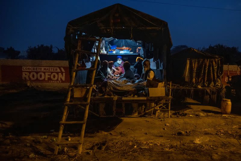 Protest against new farms laws passed by India's parliament at Singhu border