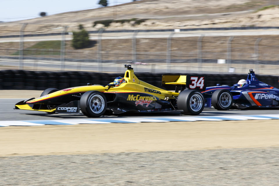 September 10, 2016: Davey Hamilton Jr. in the McCormack Racing Indy Lights (#34) during qualification for the Indy Lights races at the Mazda Road to Indy held September 9-11,2016 at Mazda Raceway in Monterey CA.(Photo by Allan Hamilton/ Icon Sportswire)