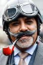 <p>Riders prepare for ‘The Distinguished Gentleman’s Ride’ through London to raise awareness and help fund a cure for prostate cancer. More than 50,000 smartly dressed gentlefolk in over 550 cities around the world straddled the saddles of their classic motorcycles to take part. (Photo: Getty Images)<br></p>