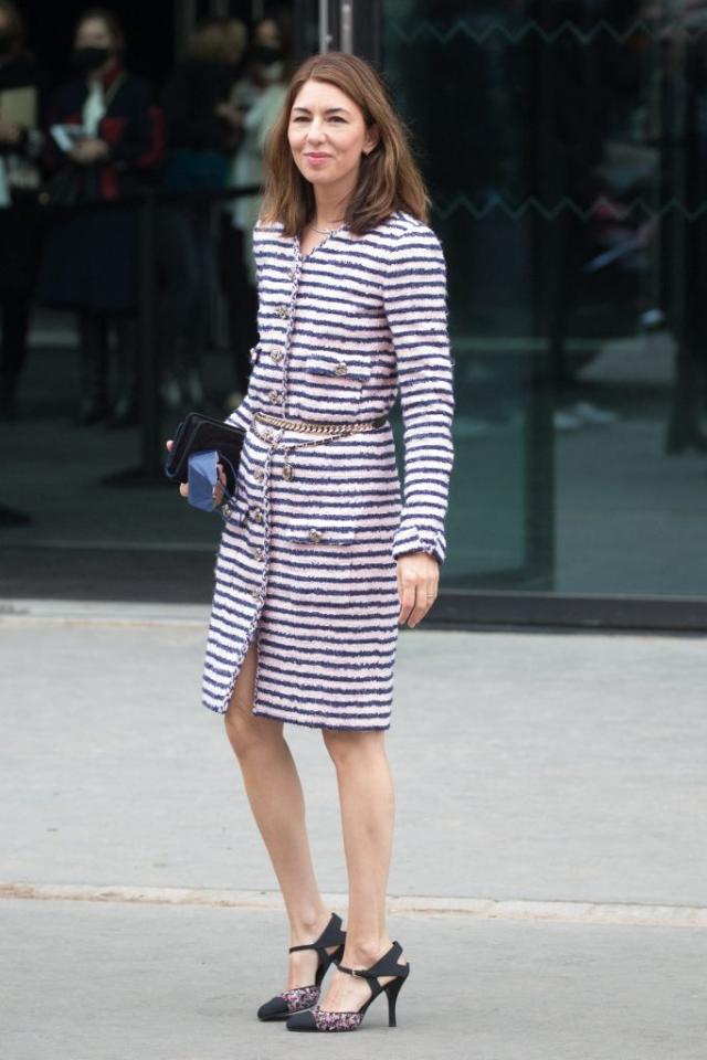 Sophia Coppola is Effortlessly Chic in Striped Dress and Capped