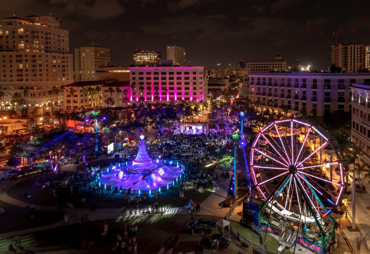 Sandi, the world's only 35 foot 700-ton holiday sand tree will once again grace downtown West Palm Beach and be a beacon of light of lovers of the holiday season.